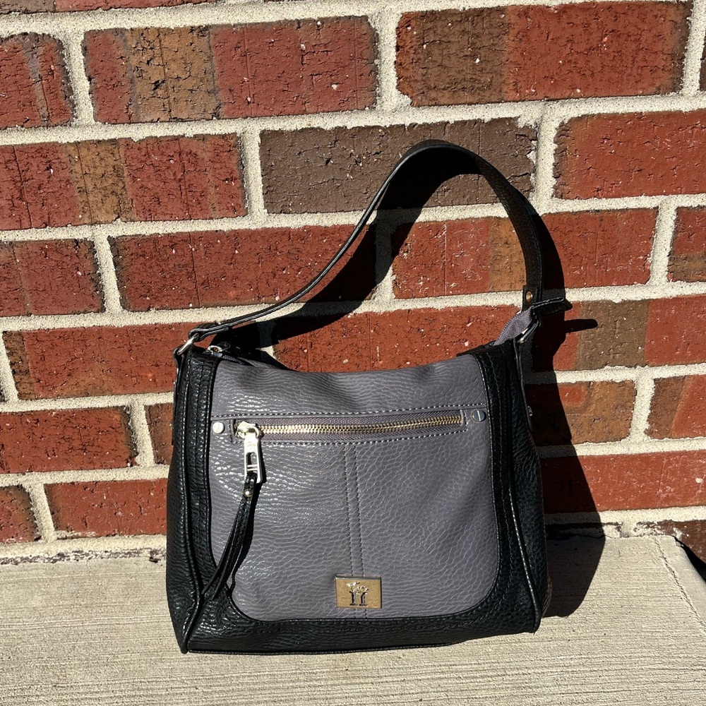 Tignanello Tig II Gray Black Shoulder Bag Purse
